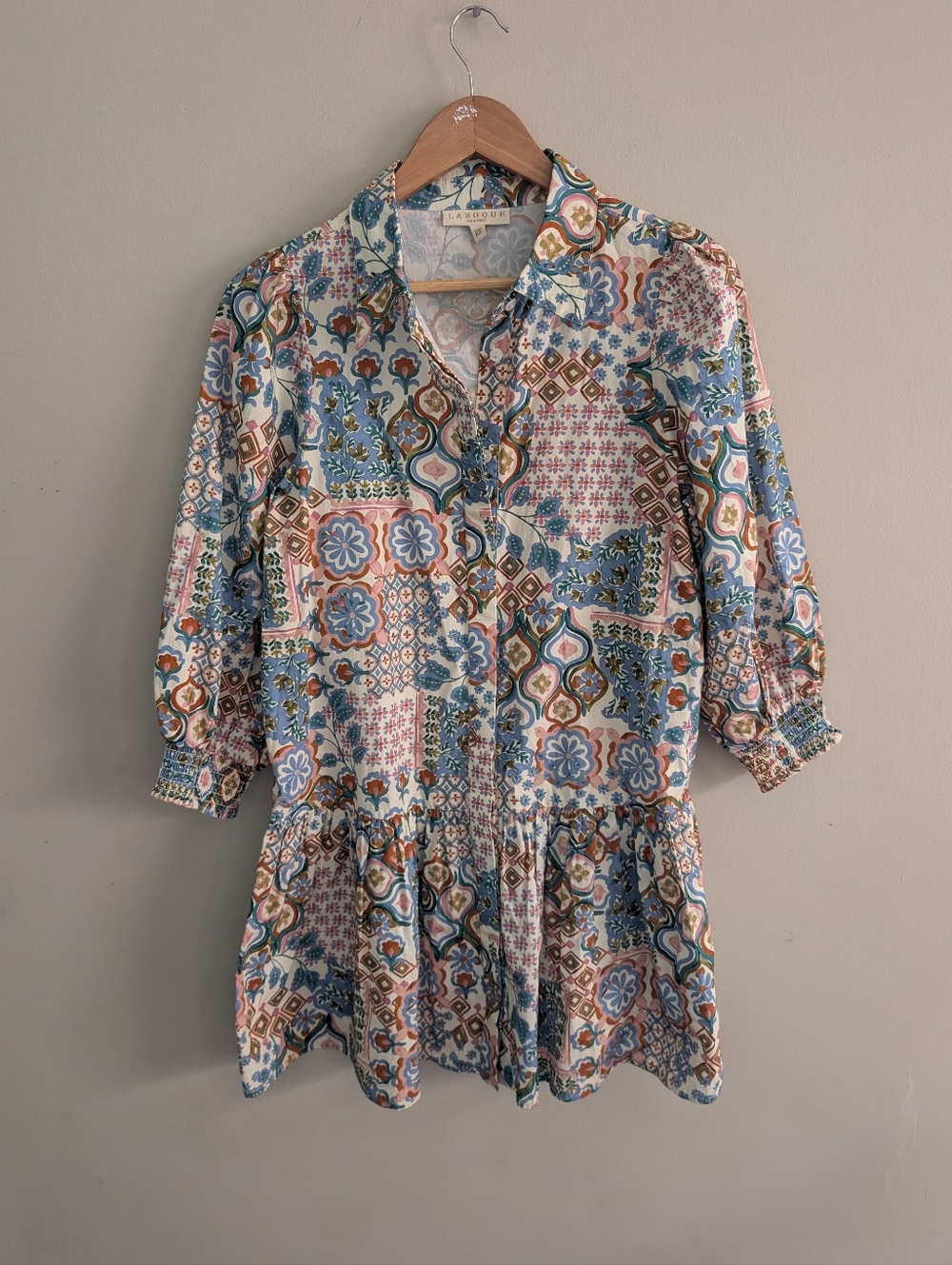 Laroque Multicolor Print Shirt Mini Dress Size XS